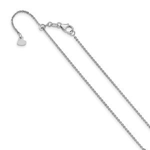 1.25mm 14k White Gold Adjustable Flat Cable Chain Necklace, 22 Inch